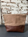 “Parker” Accessory Bag Beeswax Canvas Brown and brown Leather