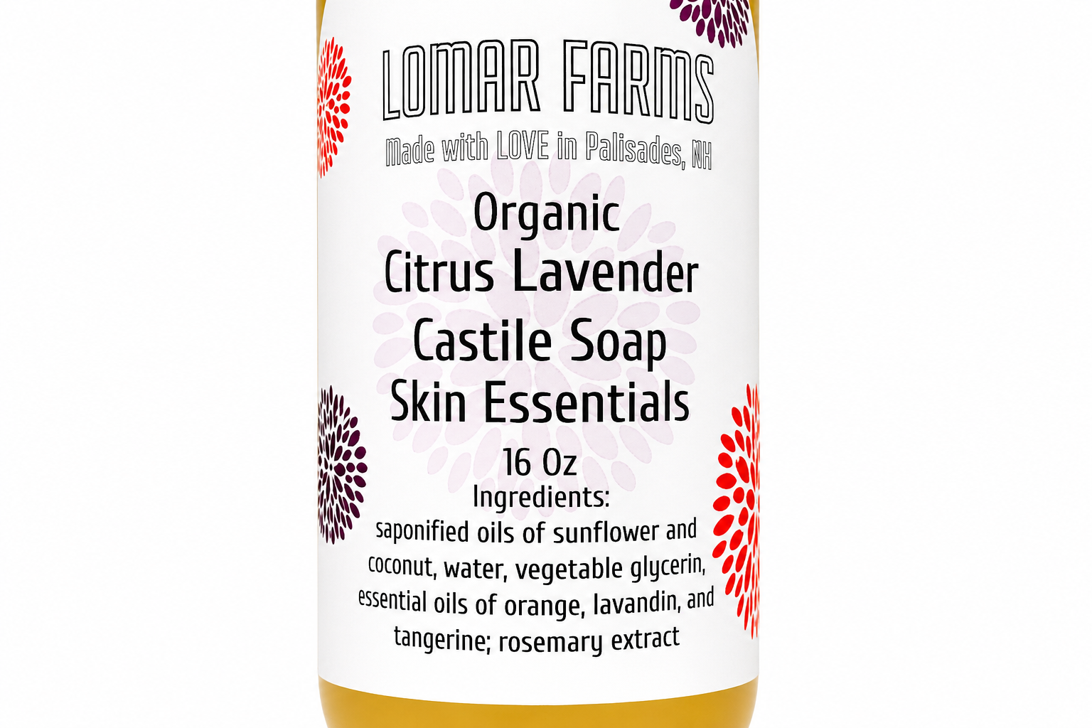 16 Oz Organic Citrus- Lavender Castile Soap