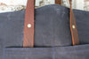 Farm Bag (Navy Canvas With Brown Leather Bottom & Straps)