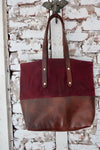 "Merlot" Farm Bag (Burgandy Waxed Canvas With brown Leather Bottom & Straps)