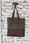 Verde Farm Bag (Forest Green Canvas With Brown Leather Bottom & Straps)