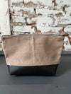 Oden Beeswax coated Accessory Bag (Olive Canvas & black Leather)