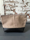 Oden Beeswax coated Accessory Bag (Olive Canvas & black Leather)
