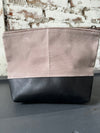 “Brandon " Beeswax coated Accessory Bag (grey Canvas & black Leather)