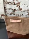 “Parker” Accessory Bag Beeswax Canvas Brown and brown Leather