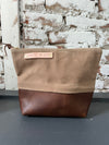 “Parker” Accessory Bag Beeswax Canvas Brown and brown Leather